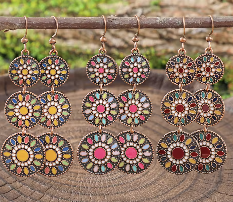 Copper Daisy Pop Dangle Earrings