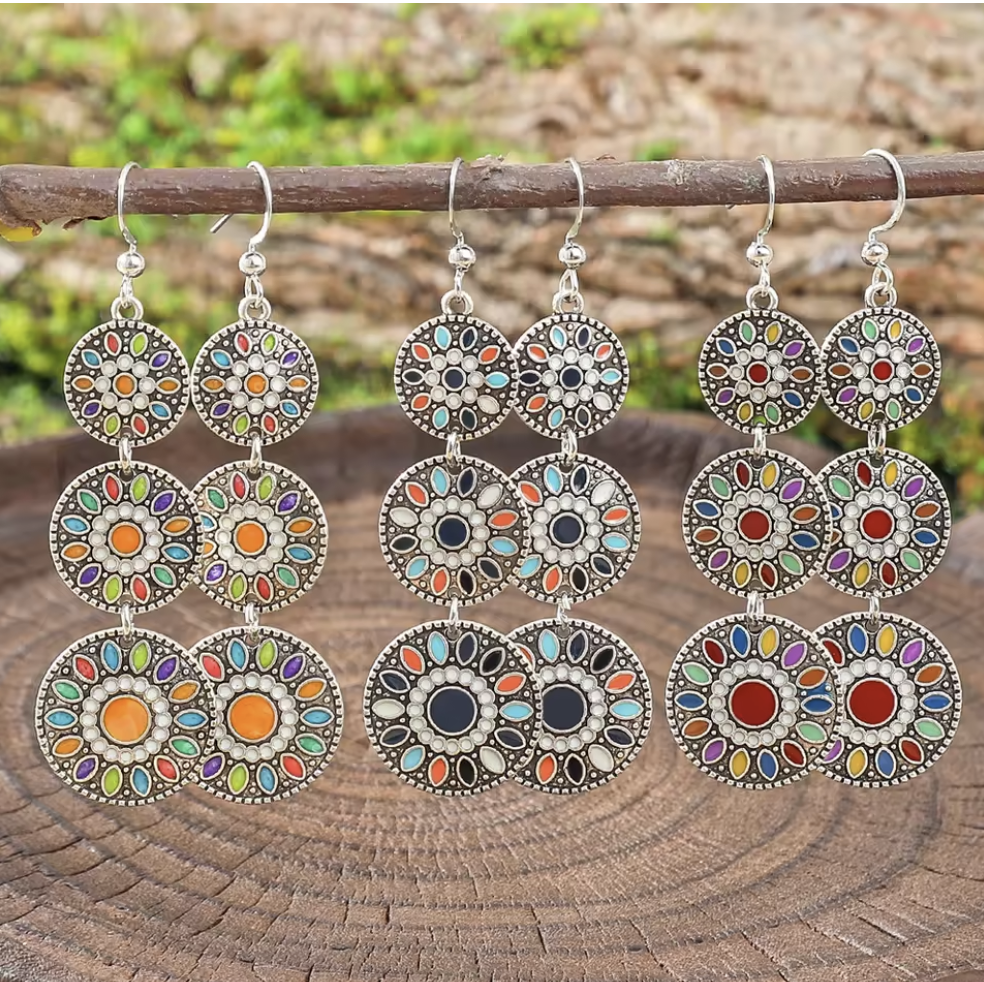 Silver Daisy Pop Dangle Earrings