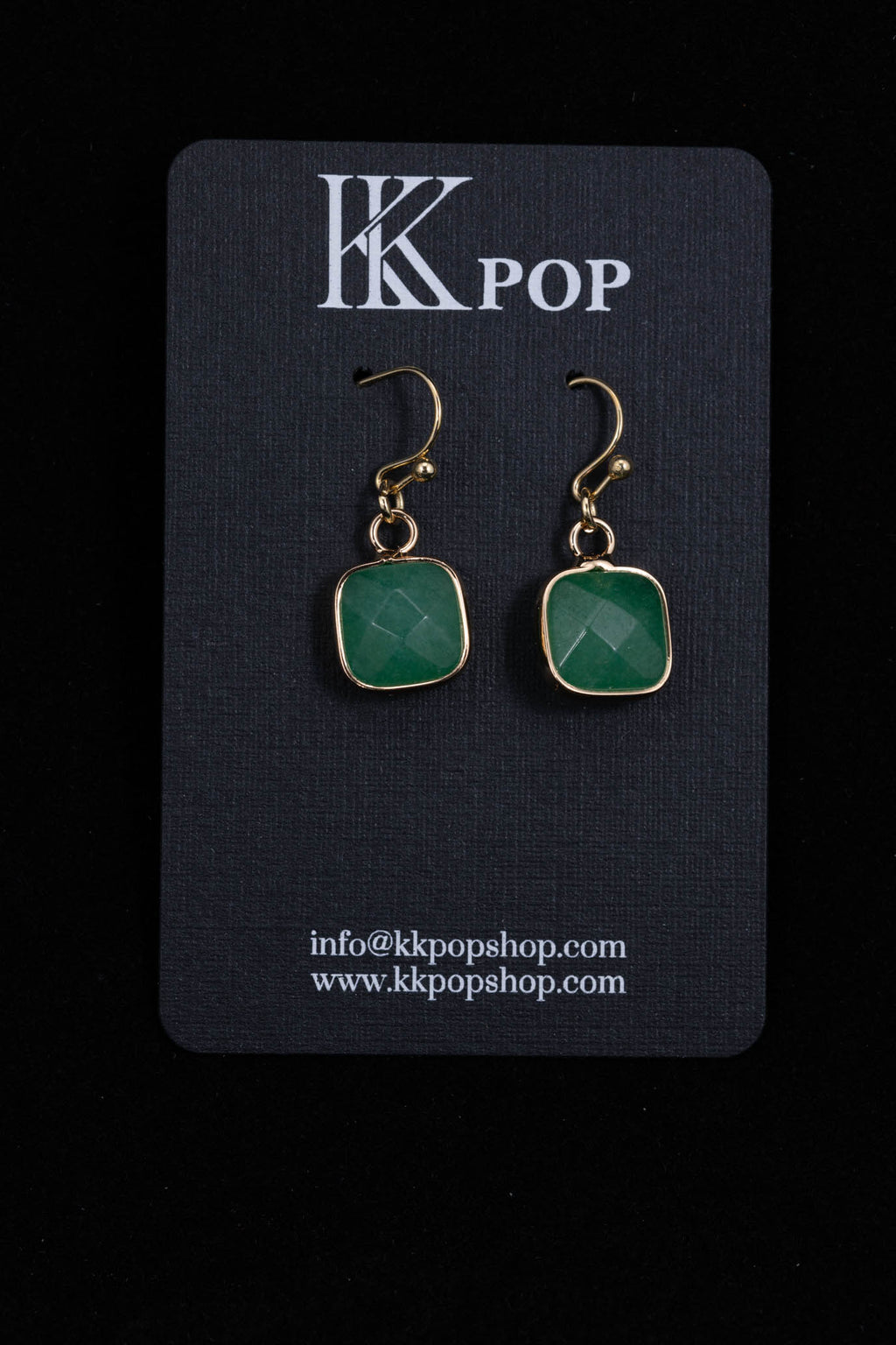 Jade Glow Square Drop Earrings