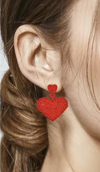 Crimson Heart Dangle Earrings
